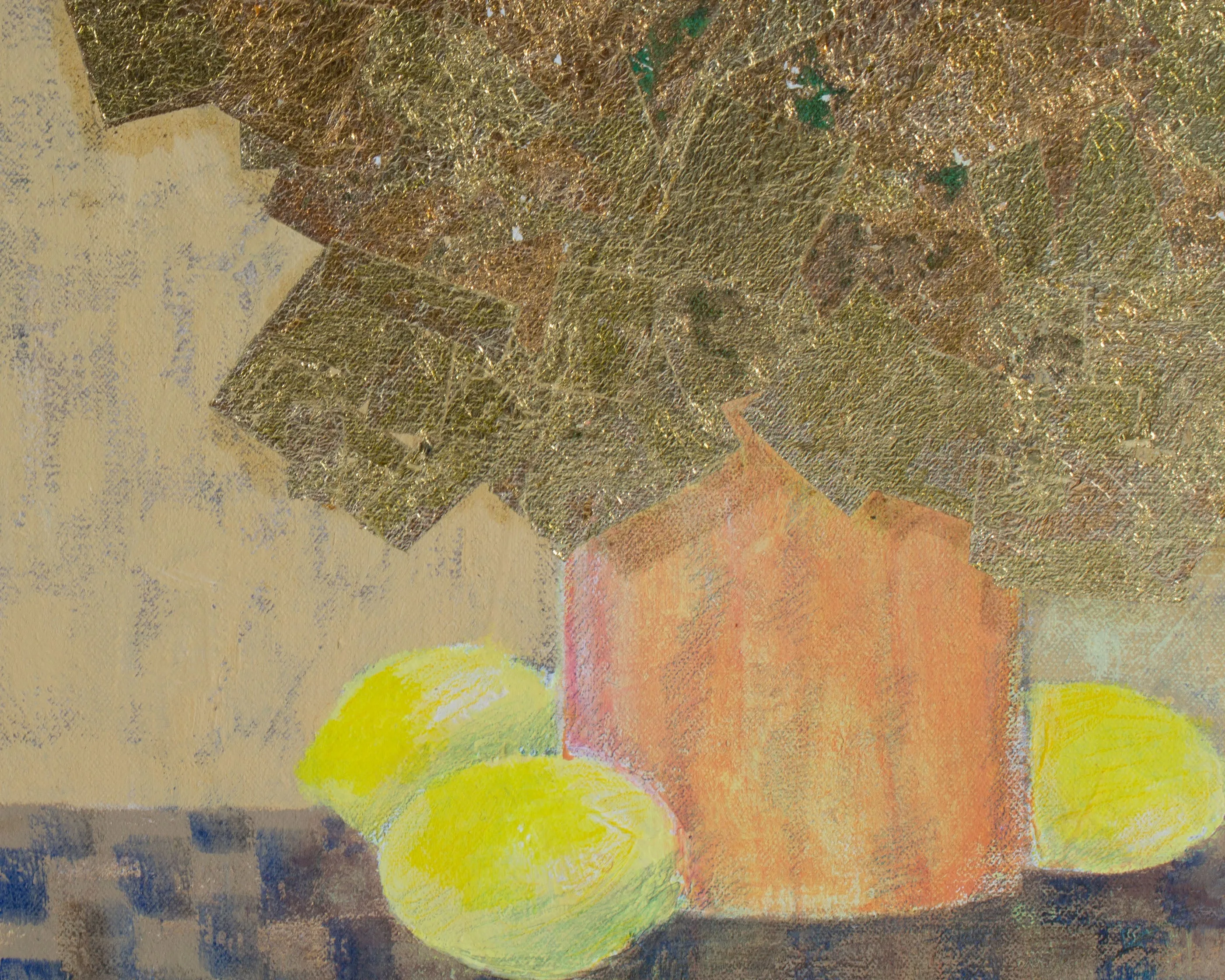 Gerald G. Boyce Signed Mixed Media on Canvas Painting and Gold Leaf Collage