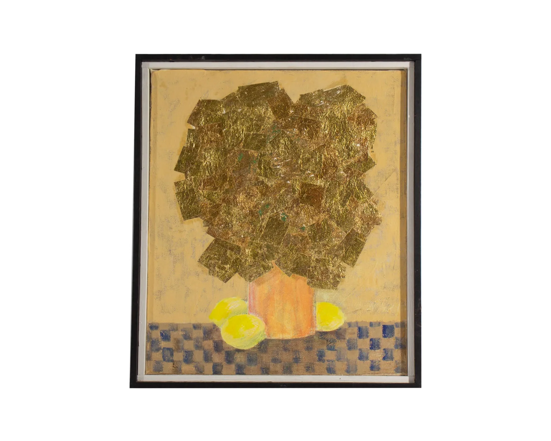 Gerald G. Boyce Signed Mixed Media on Canvas Painting and Gold Leaf Collage