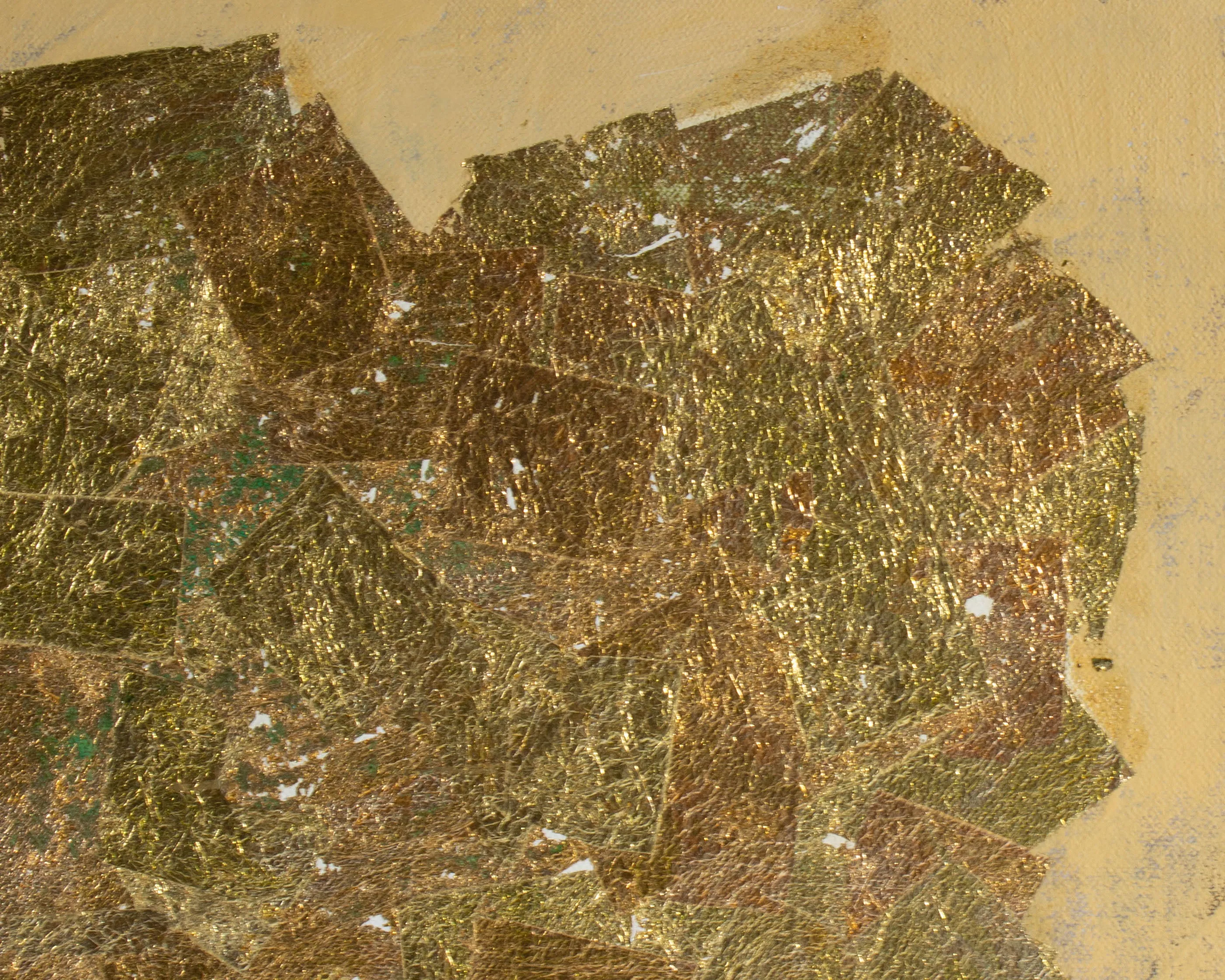 Gerald G. Boyce Signed Mixed Media on Canvas Painting and Gold Leaf Collage