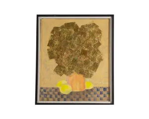 Gerald G. Boyce Signed Mixed Media on Canvas Painting and Gold Leaf Collage