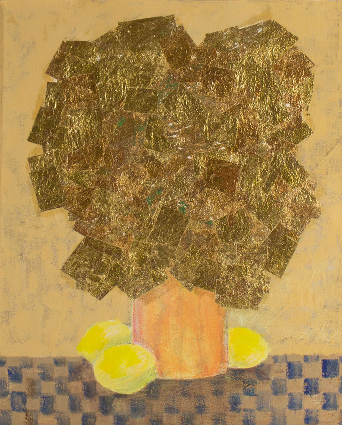 Gerald G. Boyce Signed Mixed Media on Canvas Painting and Gold Leaf Collage