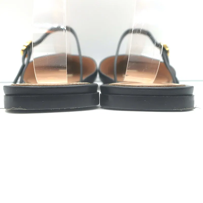Gianvito Rossi Mules Black Leather Size 39 Pointed Toe Flats