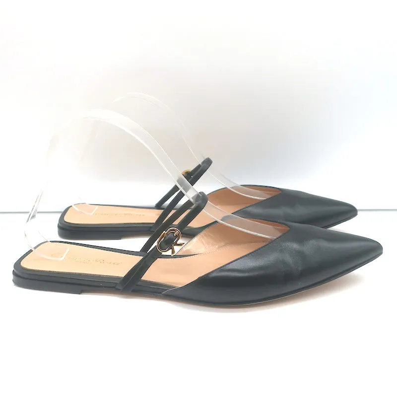Gianvito Rossi Mules Black Leather Size 39 Pointed Toe Flats