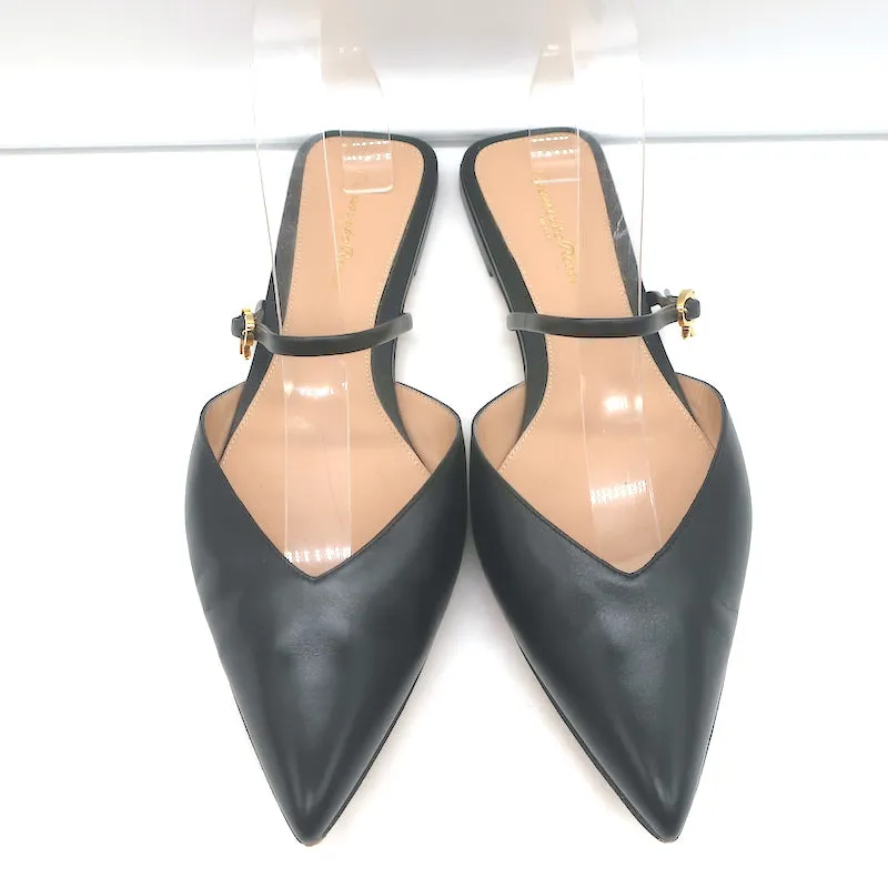 Gianvito Rossi Mules Black Leather Size 39 Pointed Toe Flats