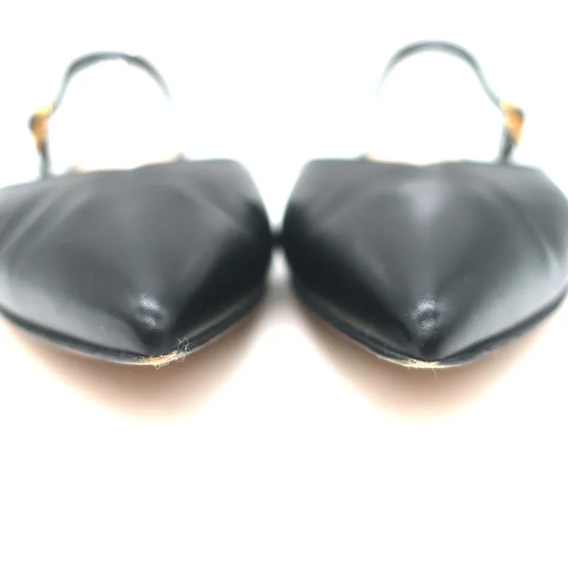 Gianvito Rossi Mules Black Leather Size 39 Pointed Toe Flats