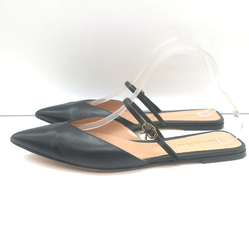 Gianvito Rossi Mules Black Leather Size 39 Pointed Toe Flats