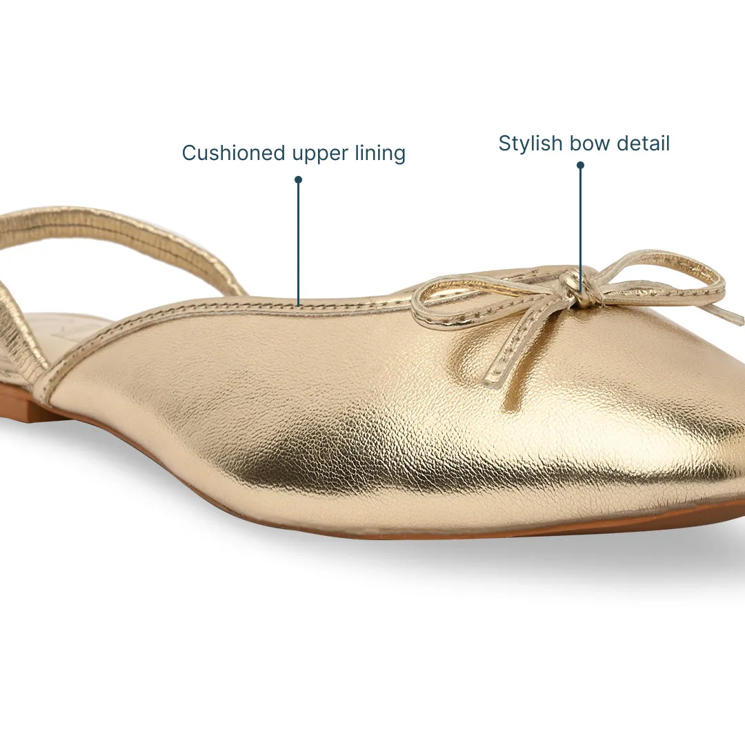 Gold Bow Ballet Flats