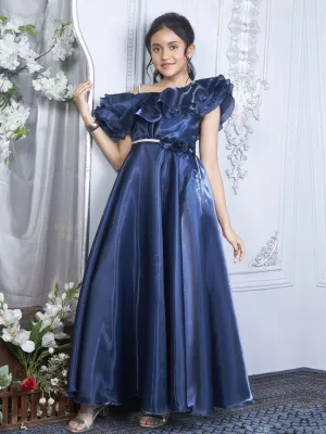 Graceful Flared Purple Gown for Girls