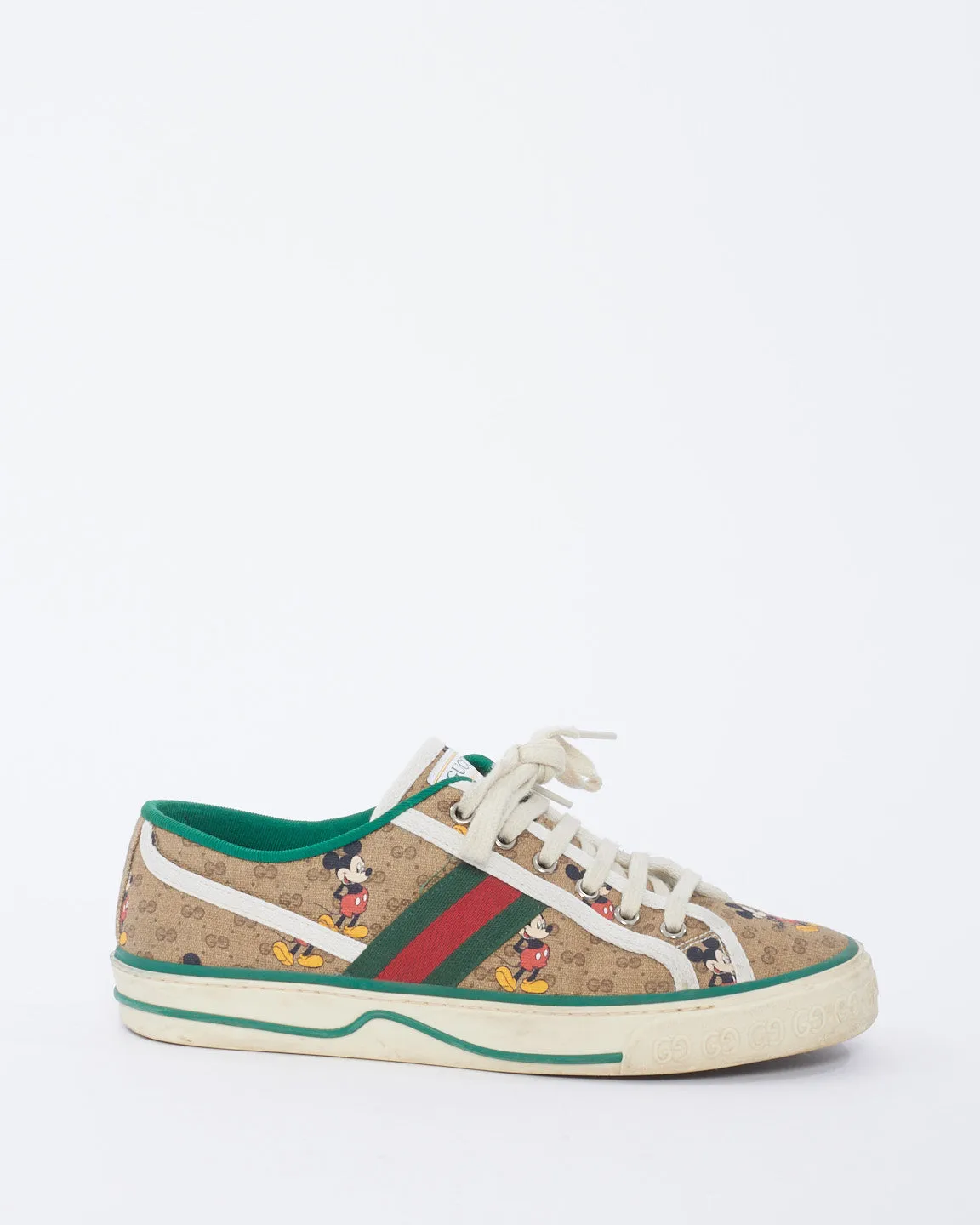 Gucci x Disney Brown Canvas 1977 Tennis Low Top Sneakers - 39