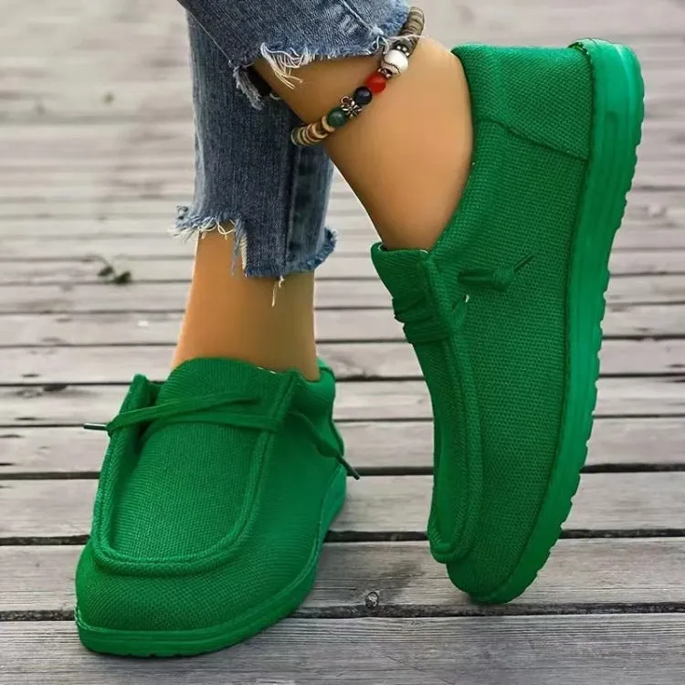 Hazel Blues® |  Lace Up Round Toe Slip-Ons