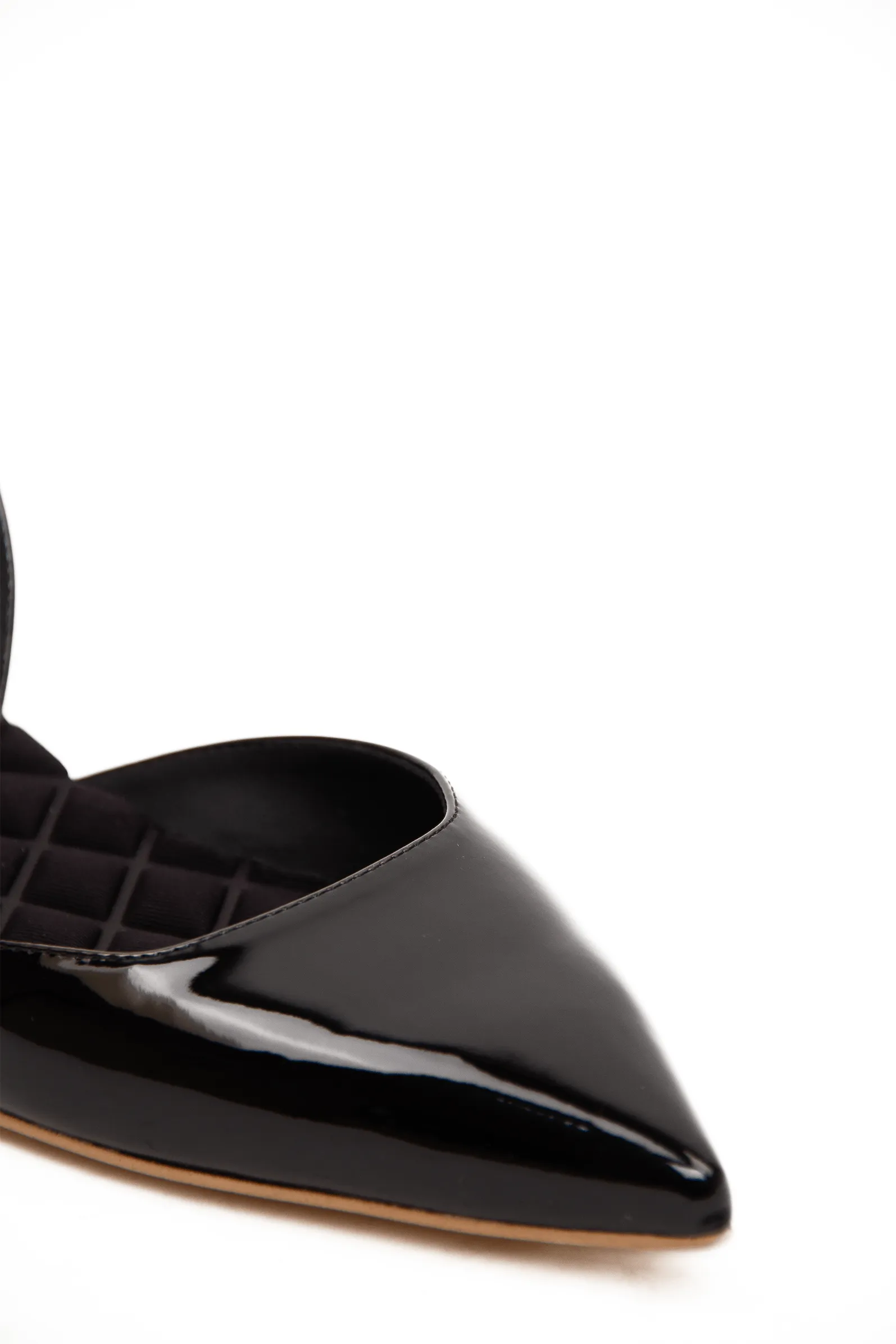 Jackie Vegan Patent Leather Pointed-Toe Slingback Flats | Black