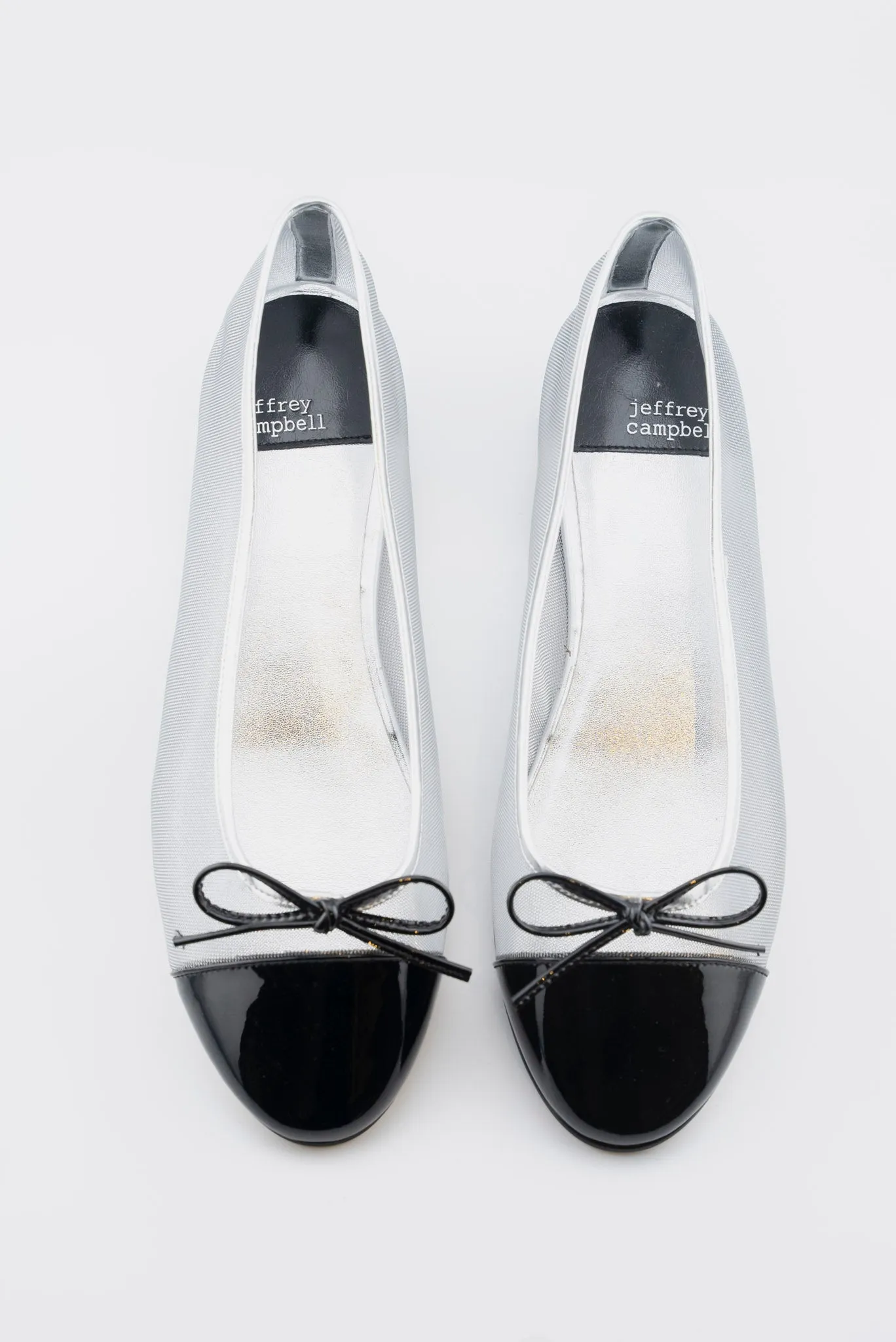Jeffrey Campbell Releve Mesh Ballet Flat in Silver and Black