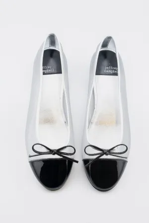 Jeffrey Campbell Releve Mesh Ballet Flat in Silver and Black