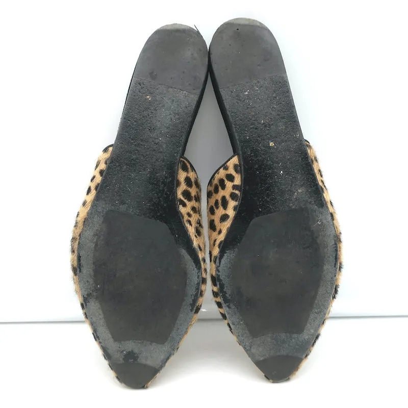 Jenni Kayne Mules Cheetah Print Calf Hair Size 39 Pointed Toe Flats