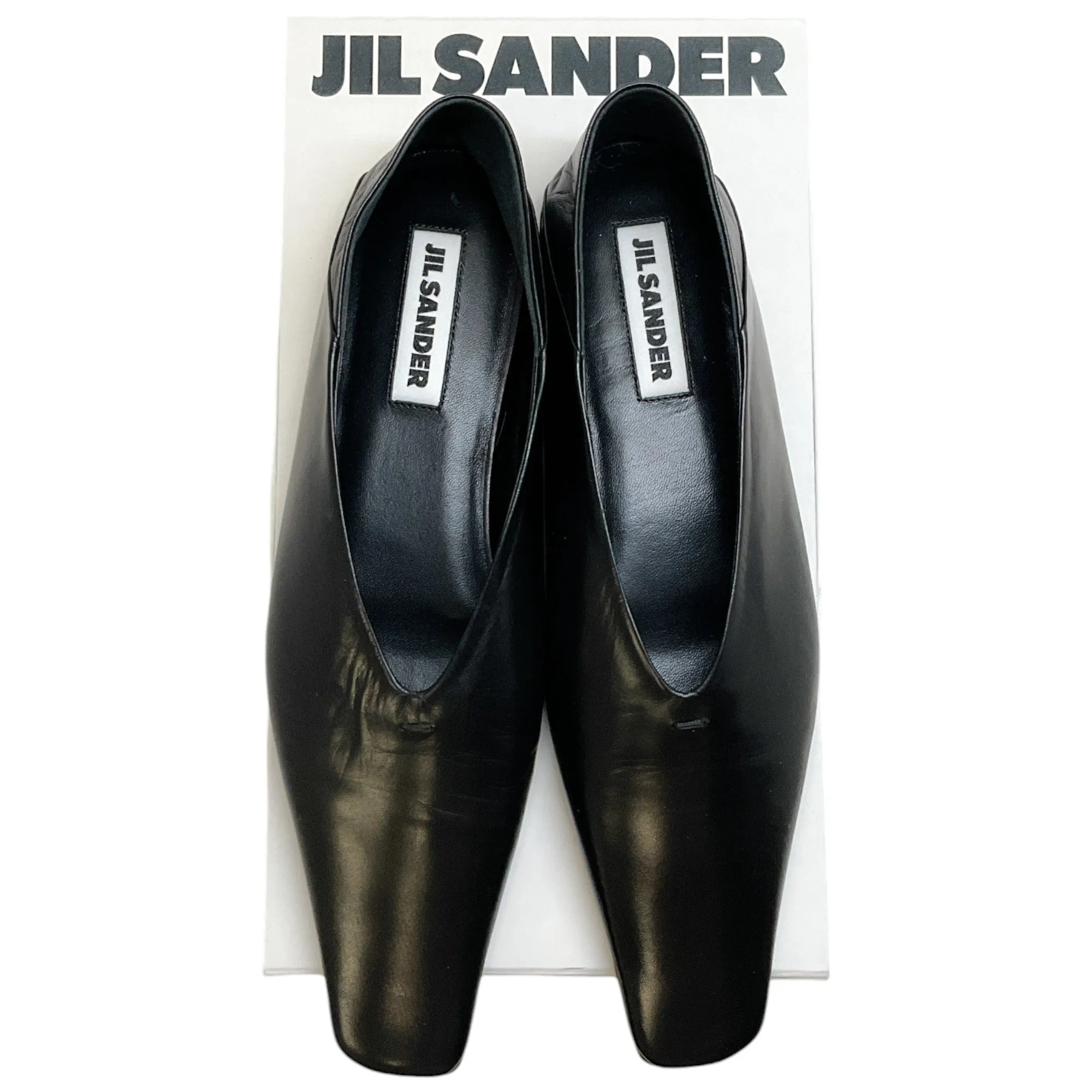 Jil Sander Black Leather Tripon Ballet Flats