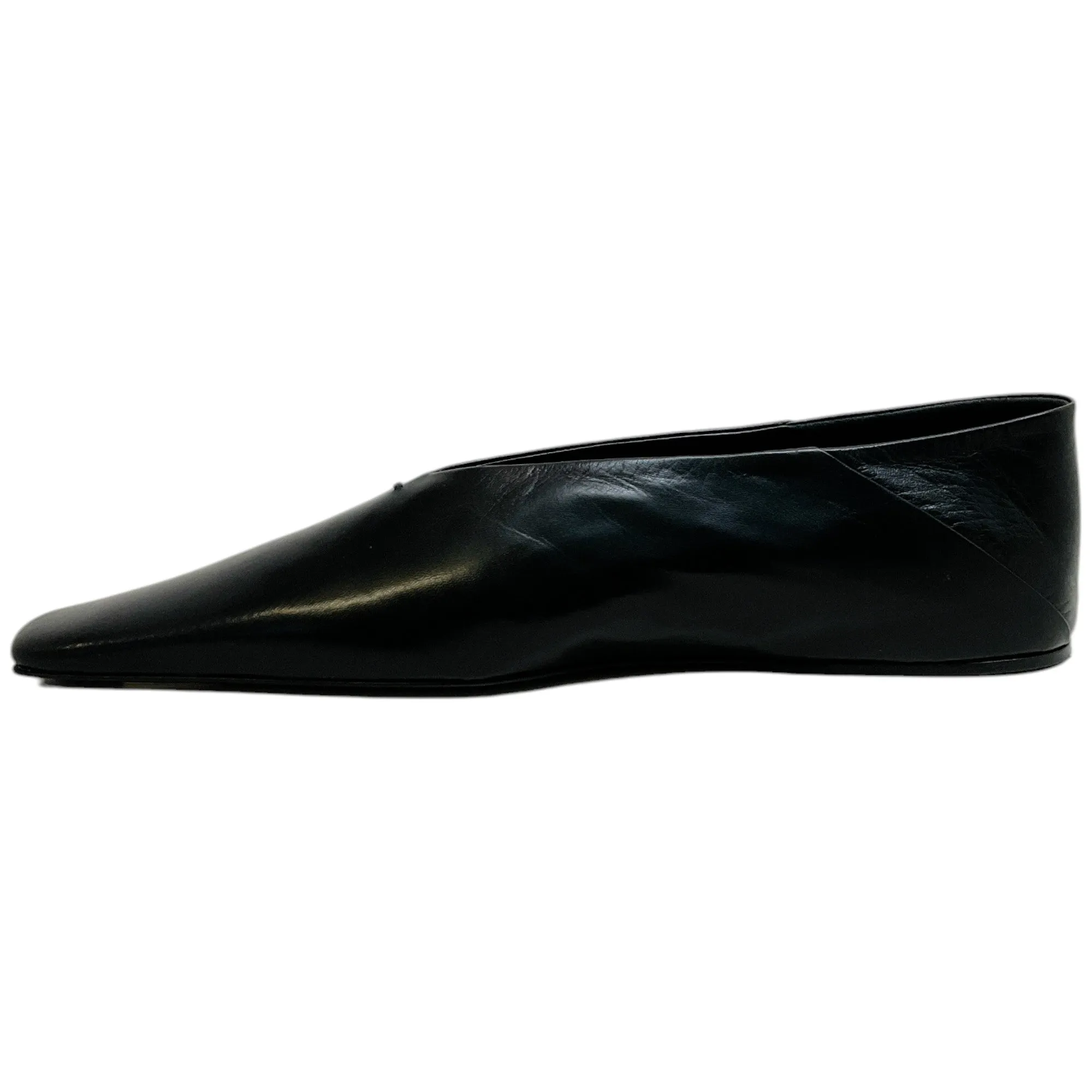 Jil Sander Black Leather Tripon Ballet Flats