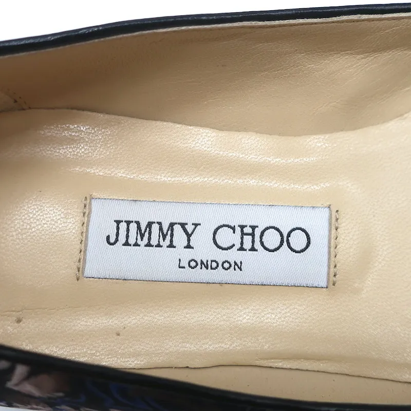Jimmy Choo Attila Pointed Toe Ballet Flats English Floral Print Satin Size 37