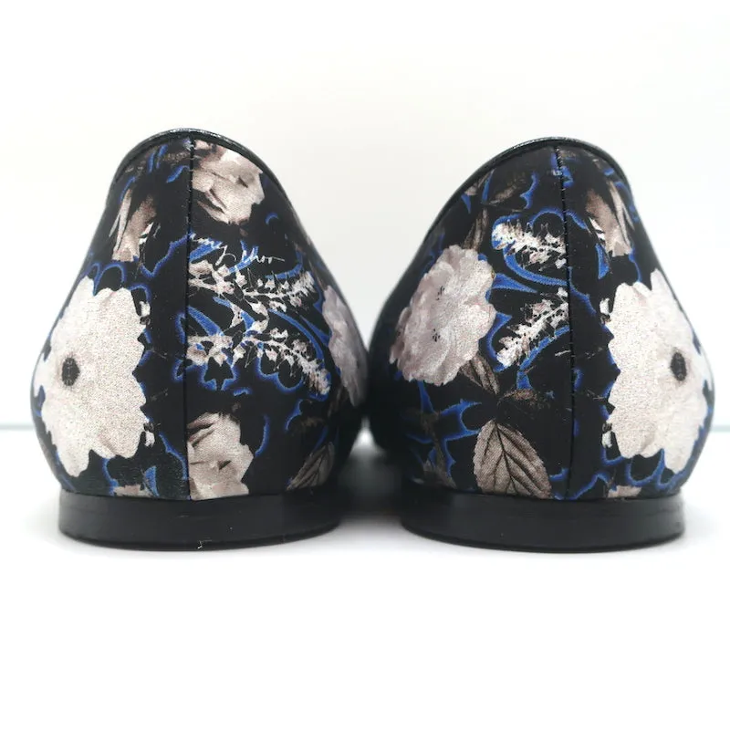 Jimmy Choo Attila Pointed Toe Ballet Flats English Floral Print Satin Size 37