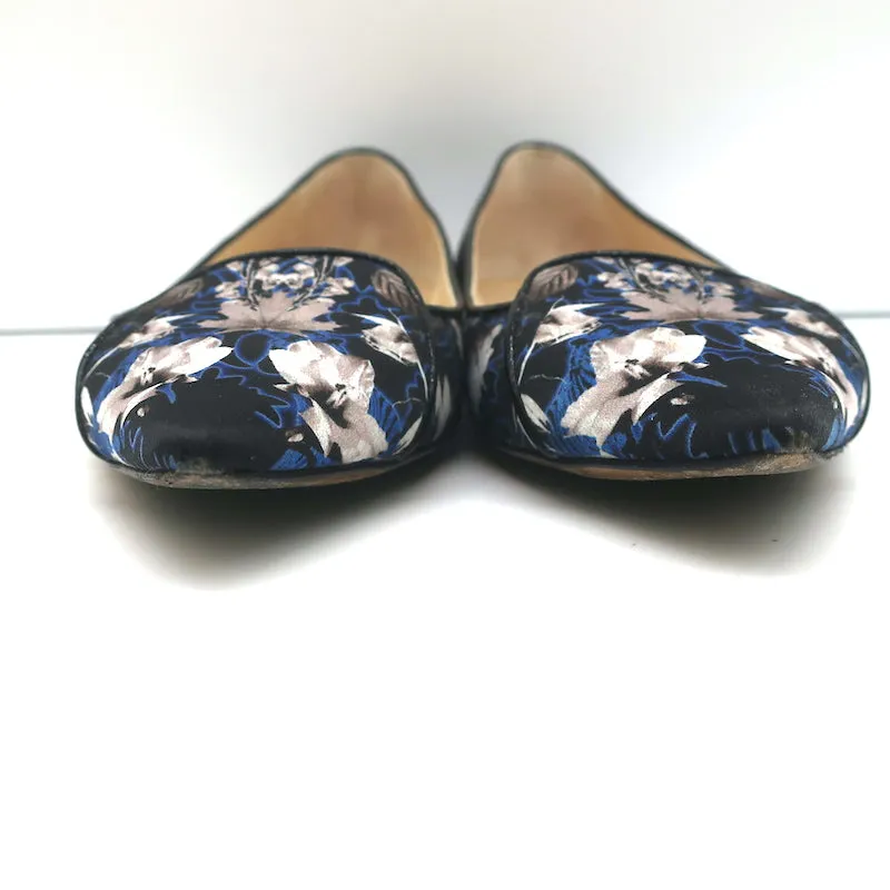 Jimmy Choo Attila Pointed Toe Ballet Flats English Floral Print Satin Size 37