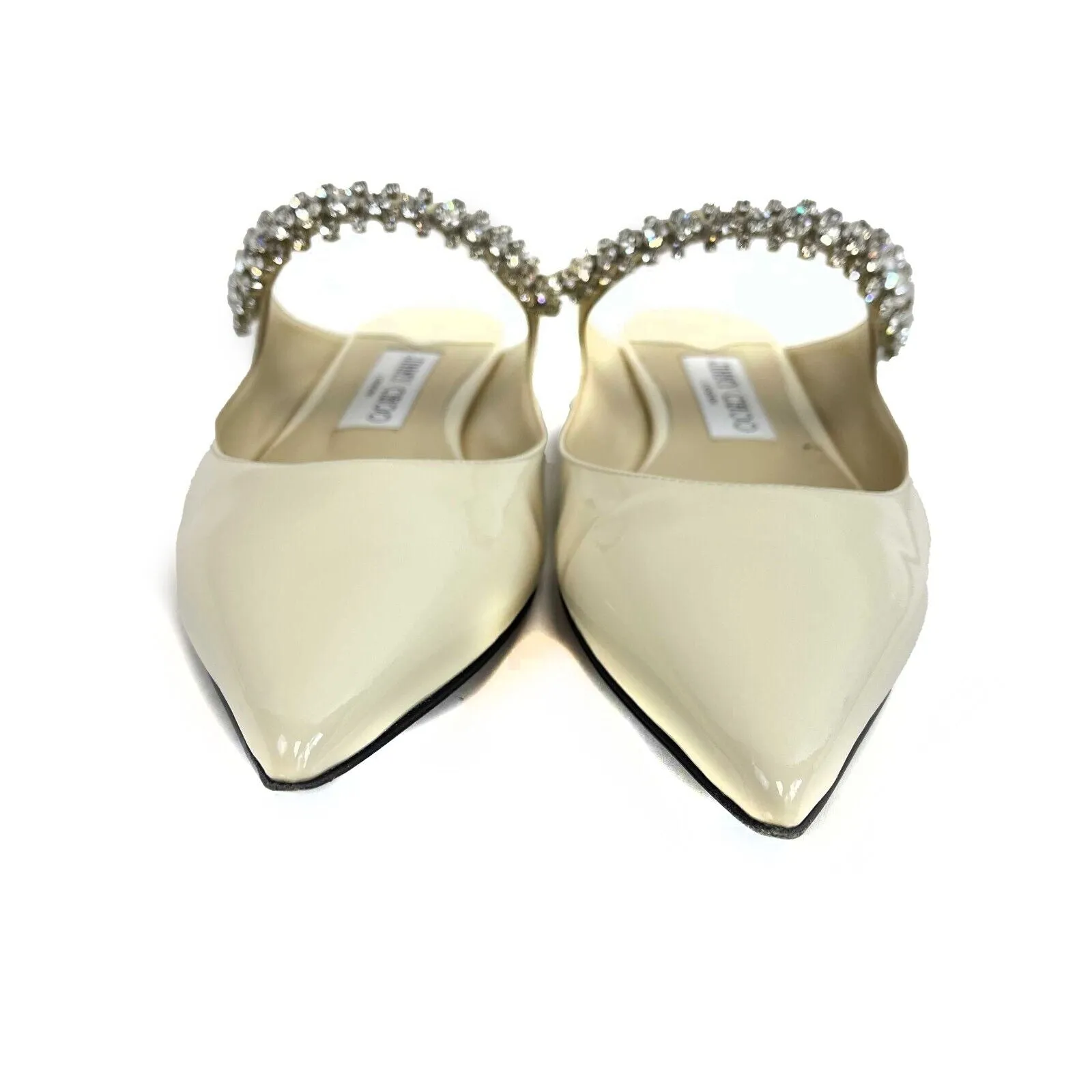 Jimmy Choo -Bing Flat - Cream Patent Leather - Crystal Strap - 36 US 6