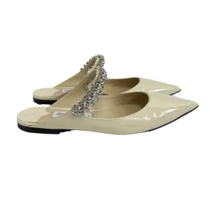 Jimmy Choo -Bing Flat - Cream Patent Leather - Crystal Strap - 36 US 6