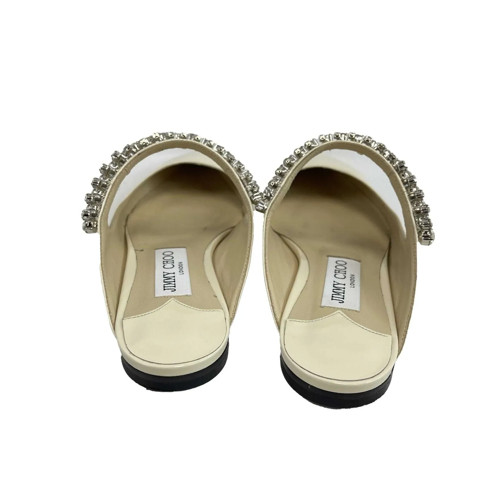 Jimmy Choo -Bing Flat - Cream Patent Leather - Crystal Strap - 36 US 6