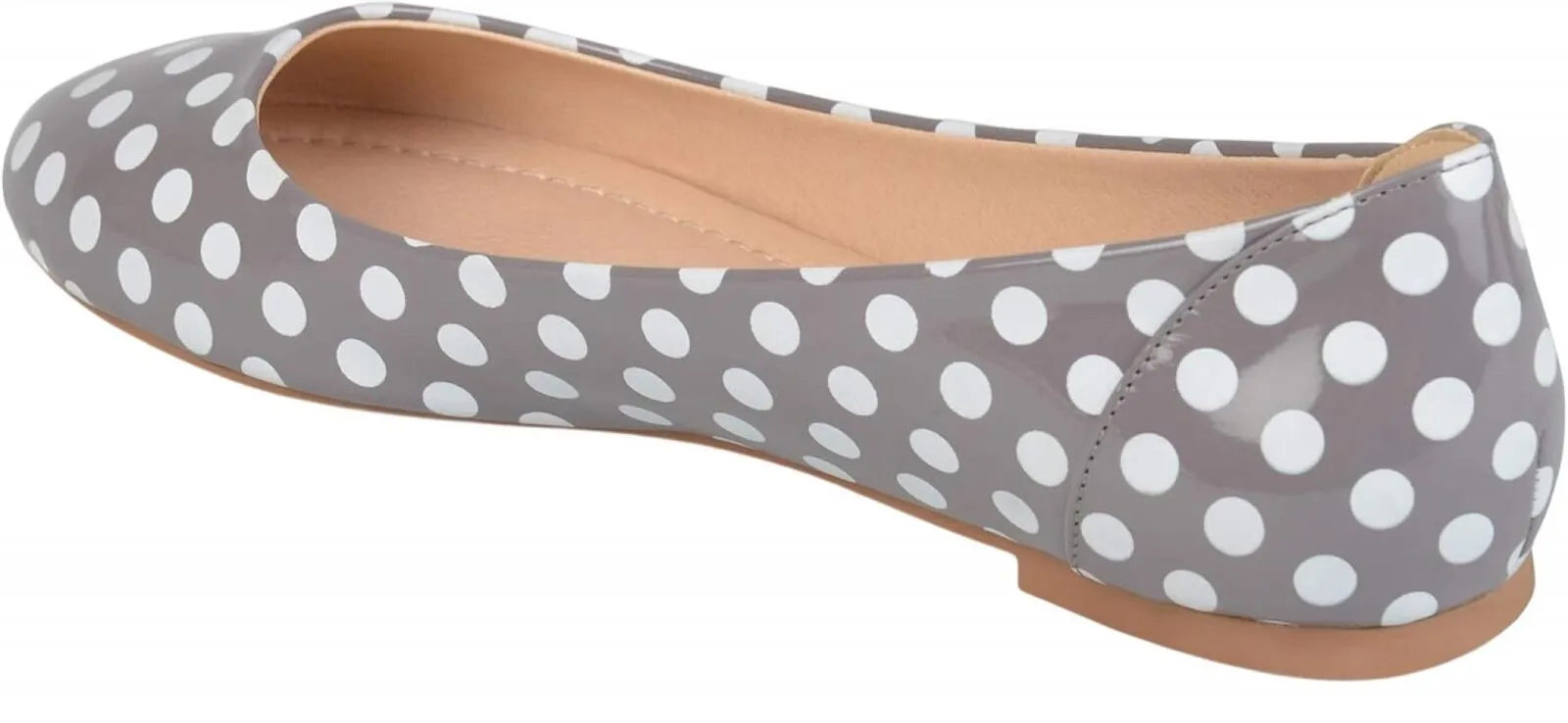 Journee Collection Comfort Sole Faux Leather Round Toe Flats Gray Polka Dots 7M