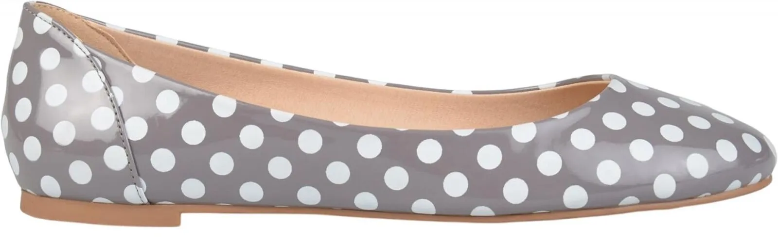 Journee Collection Comfort Sole Faux Leather Round Toe Flats Gray Polka Dots 7M