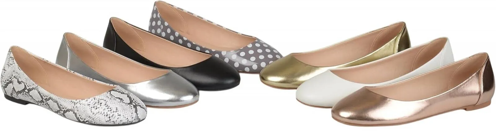 Journee Collection Comfort Sole Faux Leather Round Toe Flats Gray Polka Dots 7M