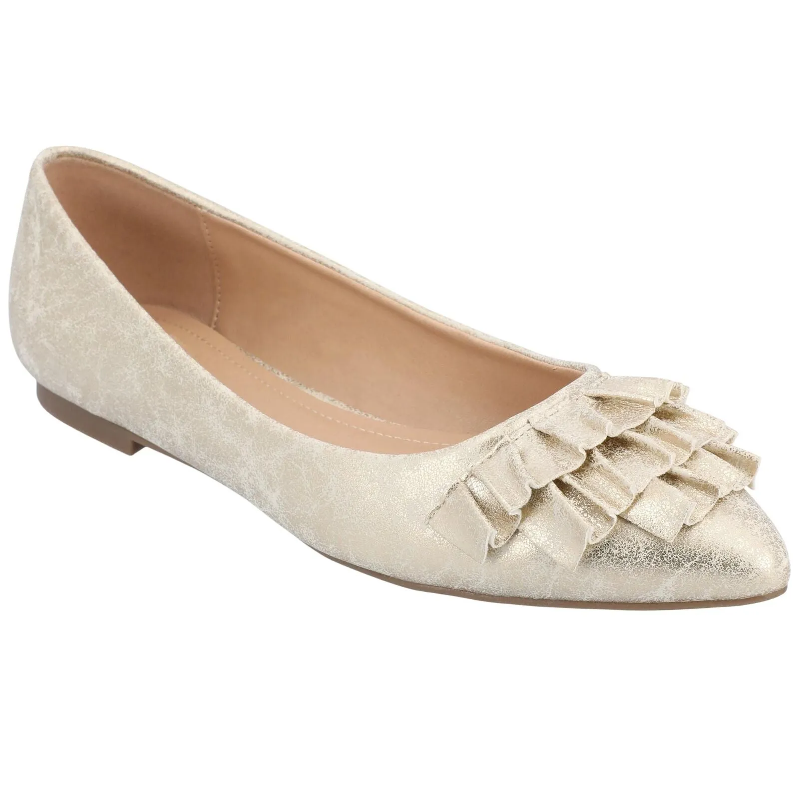 Journee Collection Judy Slip On Pointed Toe Ballet Dress Flats Gold Yellow 7.5M