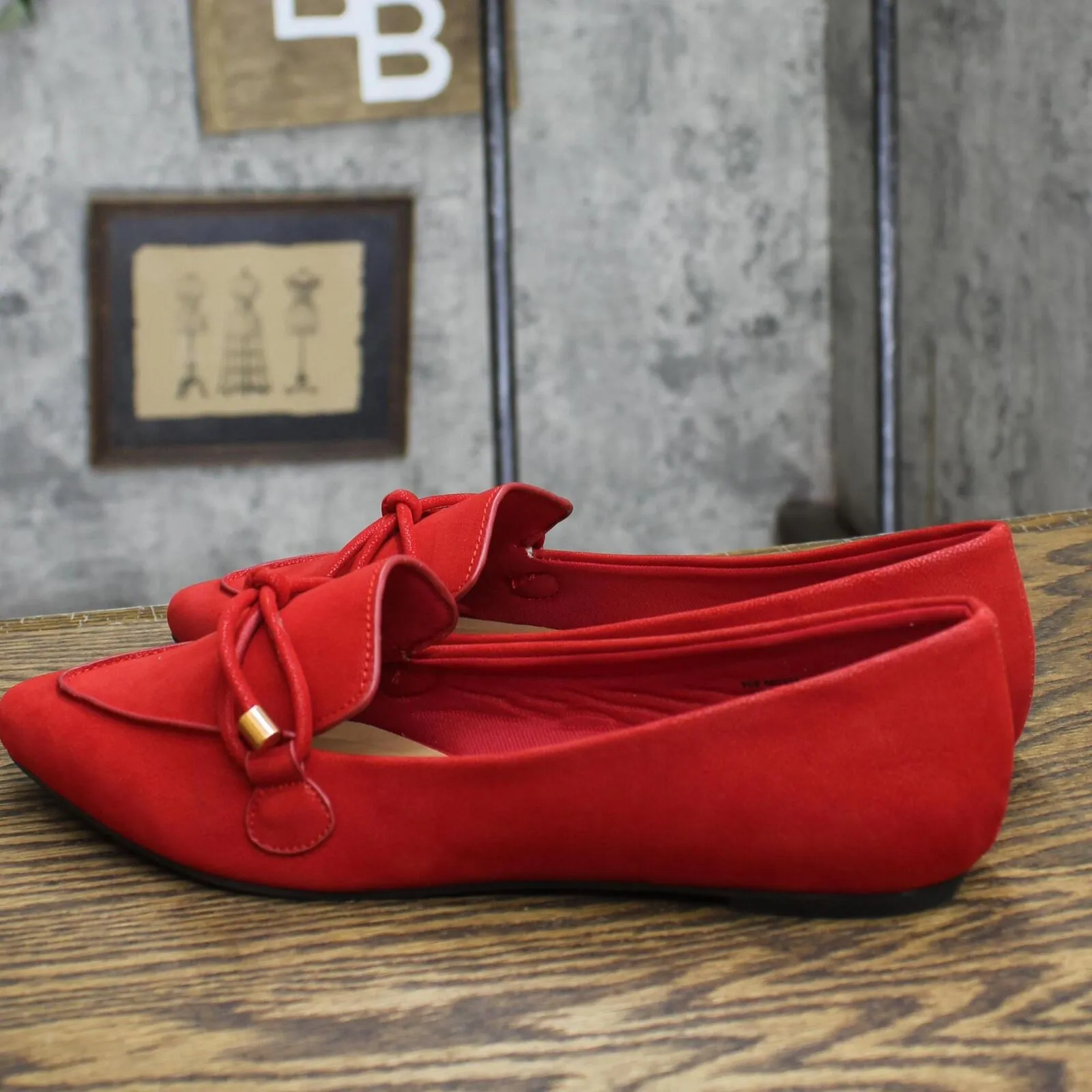 Journee Collection Muriel Narrow Width Slip On Pointed Toe Loafer Flats Red 9N