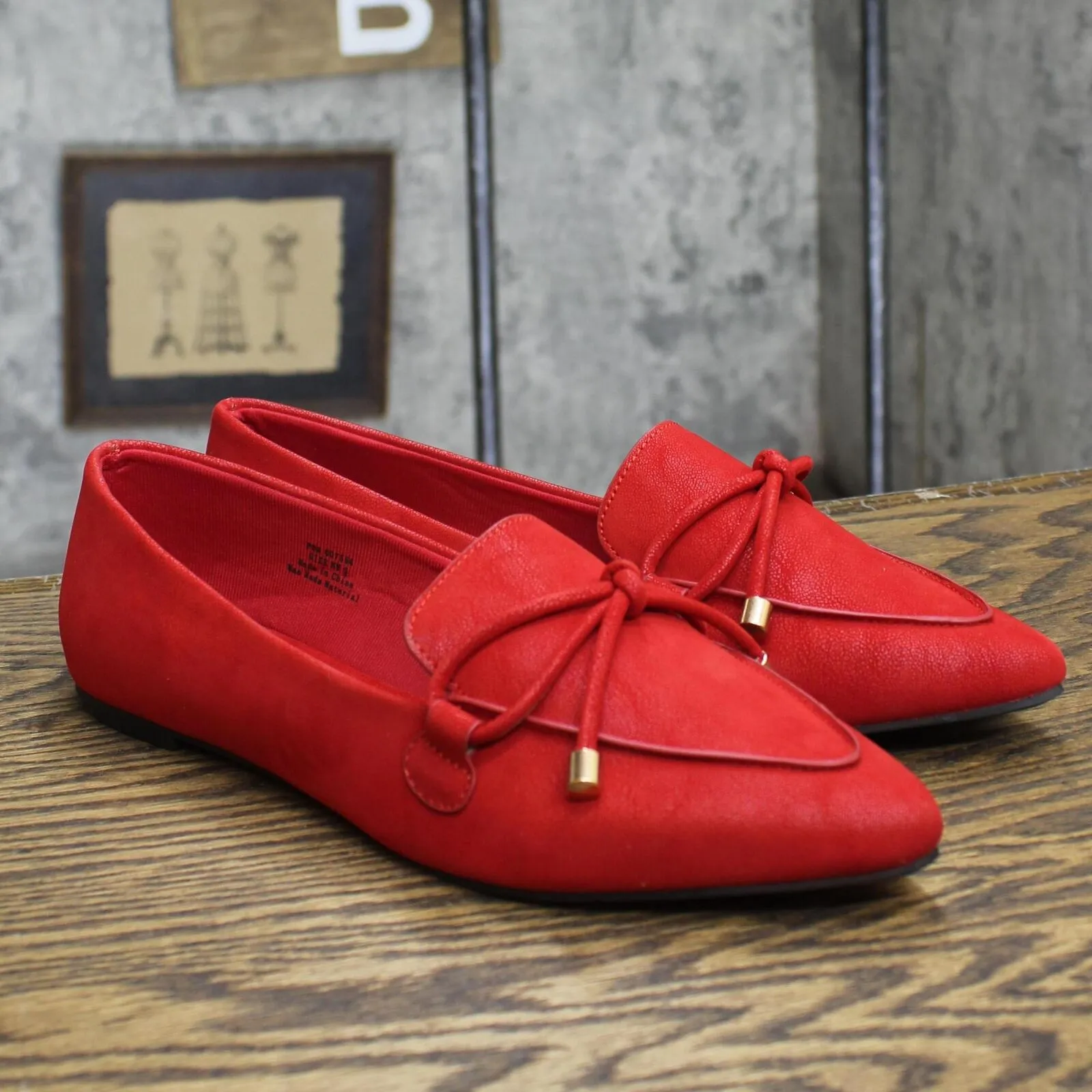 Journee Collection Muriel Narrow Width Slip On Pointed Toe Loafer Flats Red 9N