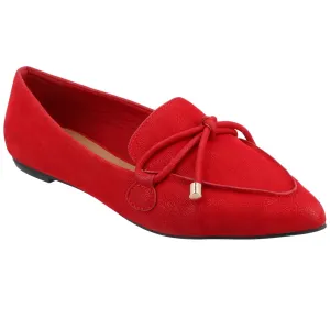 Journee Collection Muriel Narrow Width Slip On Pointed Toe Loafer Flats Red 9N