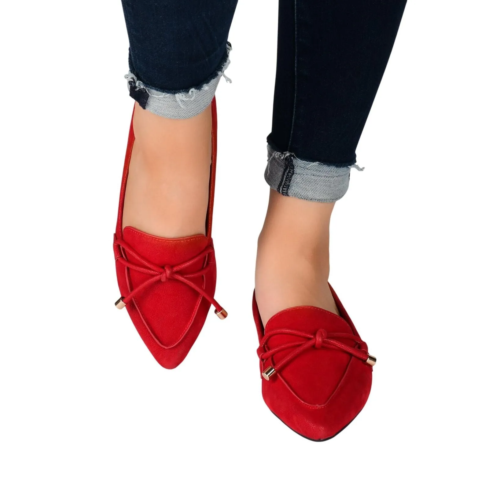 Journee Collection Muriel Narrow Width Slip On Pointed Toe Loafer Flats Red 9N