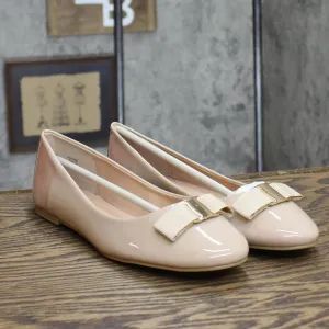 Journee Collection Womens Kim Patent Slip On Ballet Flats Nude Brown 7.5M