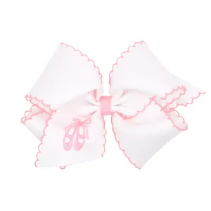 King Grosgrain Hair Bow w/ Pink Moonstitch Edge - Ballet