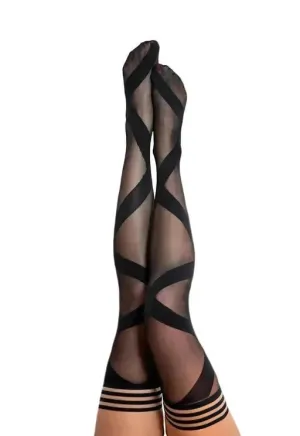 Kixies Jackie Black Ballet Thigh High size A