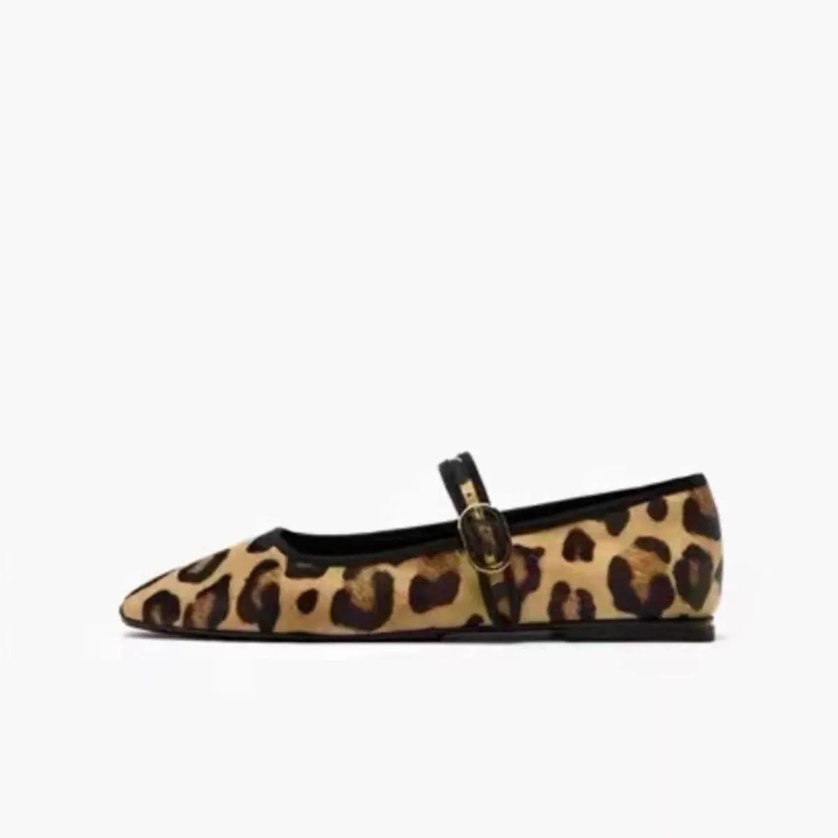 Leopard Square Toe Flat Slip-Ons