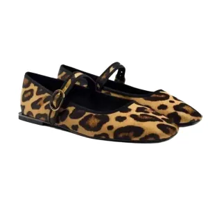 Leopard Square Toe Flat Slip-Ons