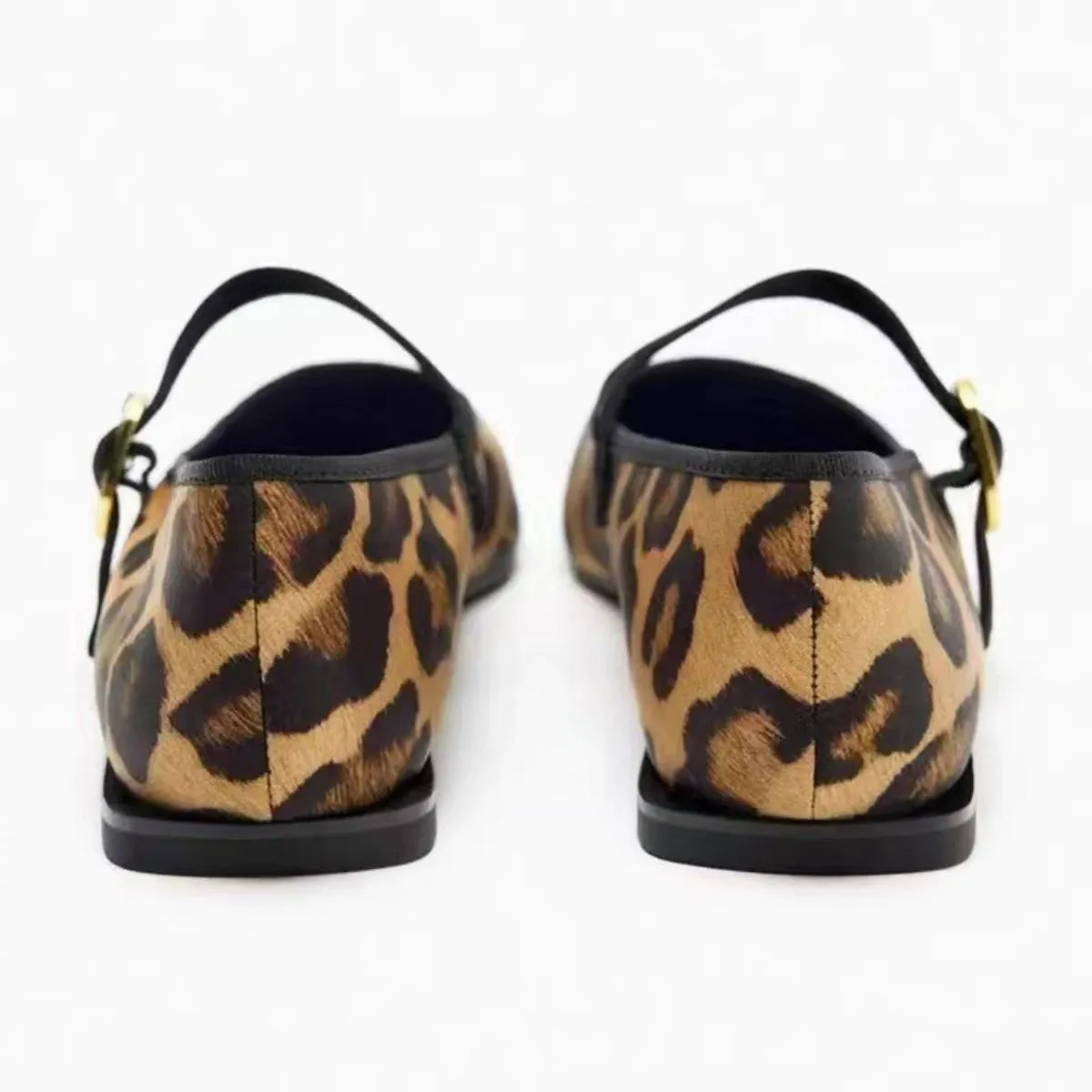 Leopard Square Toe Flat Slip-Ons