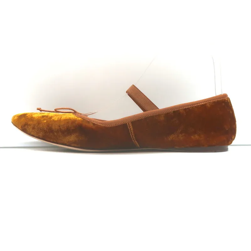 Loeffler Randall Leonie Soft Bow Ballet Flats Ochre Velvet Size 9