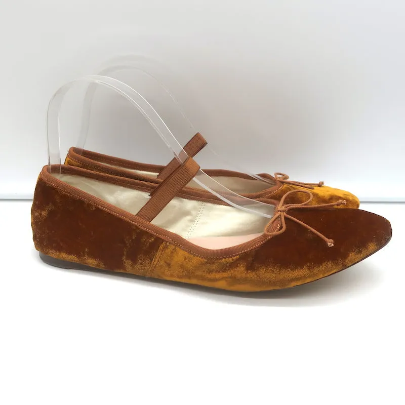 Loeffler Randall Leonie Soft Bow Ballet Flats Ochre Velvet Size 9