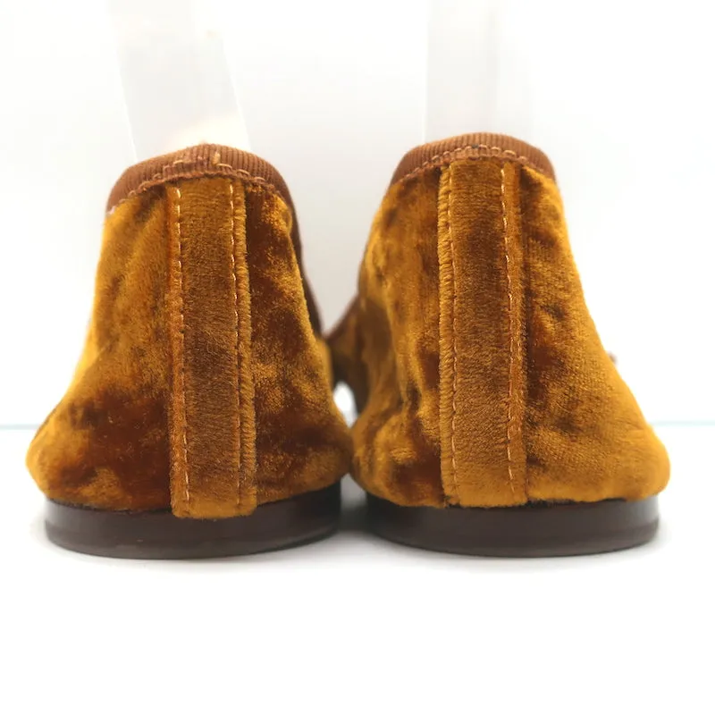 Loeffler Randall Leonie Soft Bow Ballet Flats Ochre Velvet Size 9