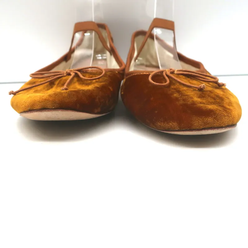 Loeffler Randall Leonie Soft Bow Ballet Flats Ochre Velvet Size 9