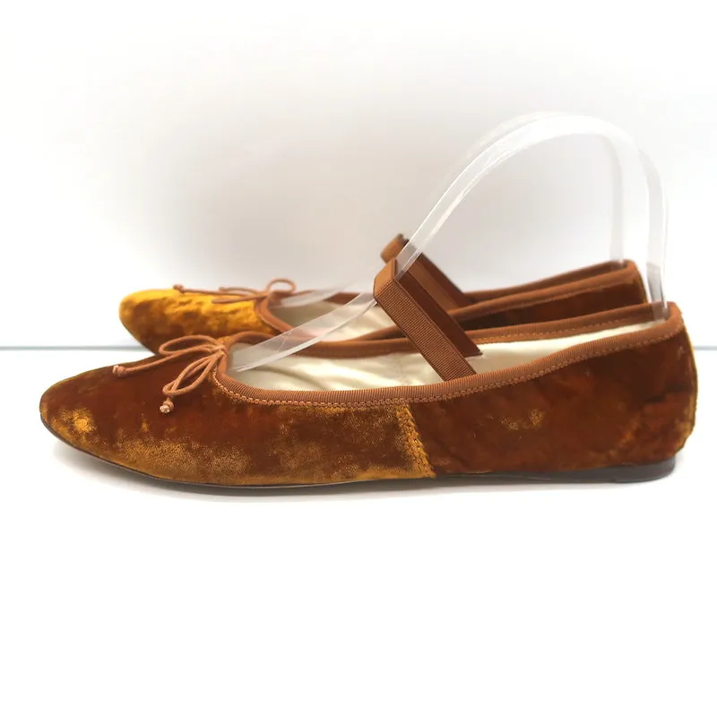 Loeffler Randall Leonie Soft Bow Ballet Flats Ochre Velvet Size 9
