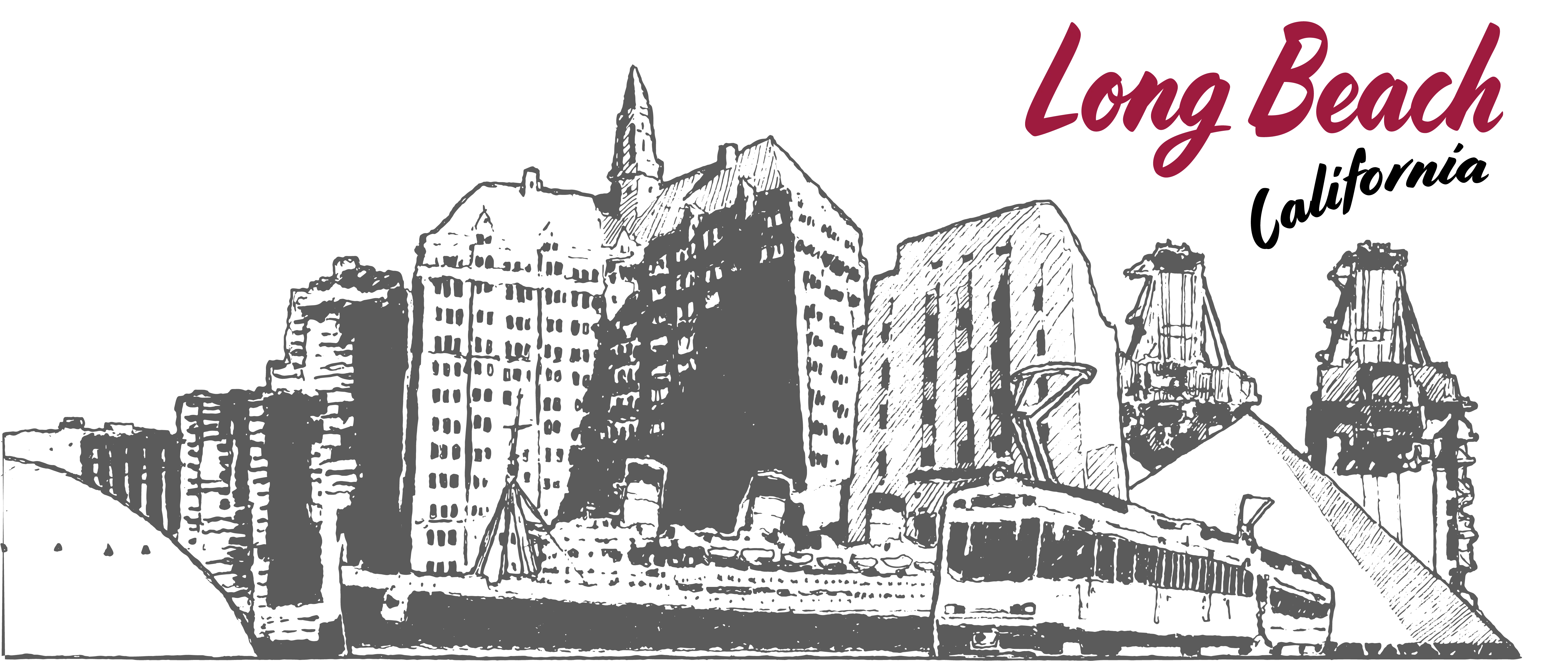Long Beach Landmarks - 10x20 Canvas Print