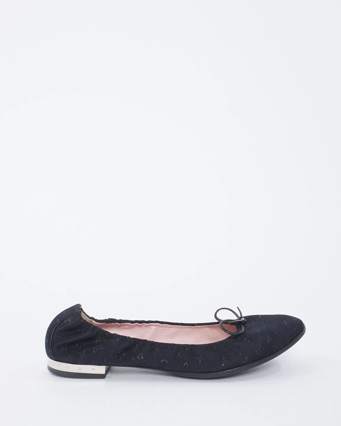 Louis Vuitton Black Monogram Satin Ballet Flats 39.5