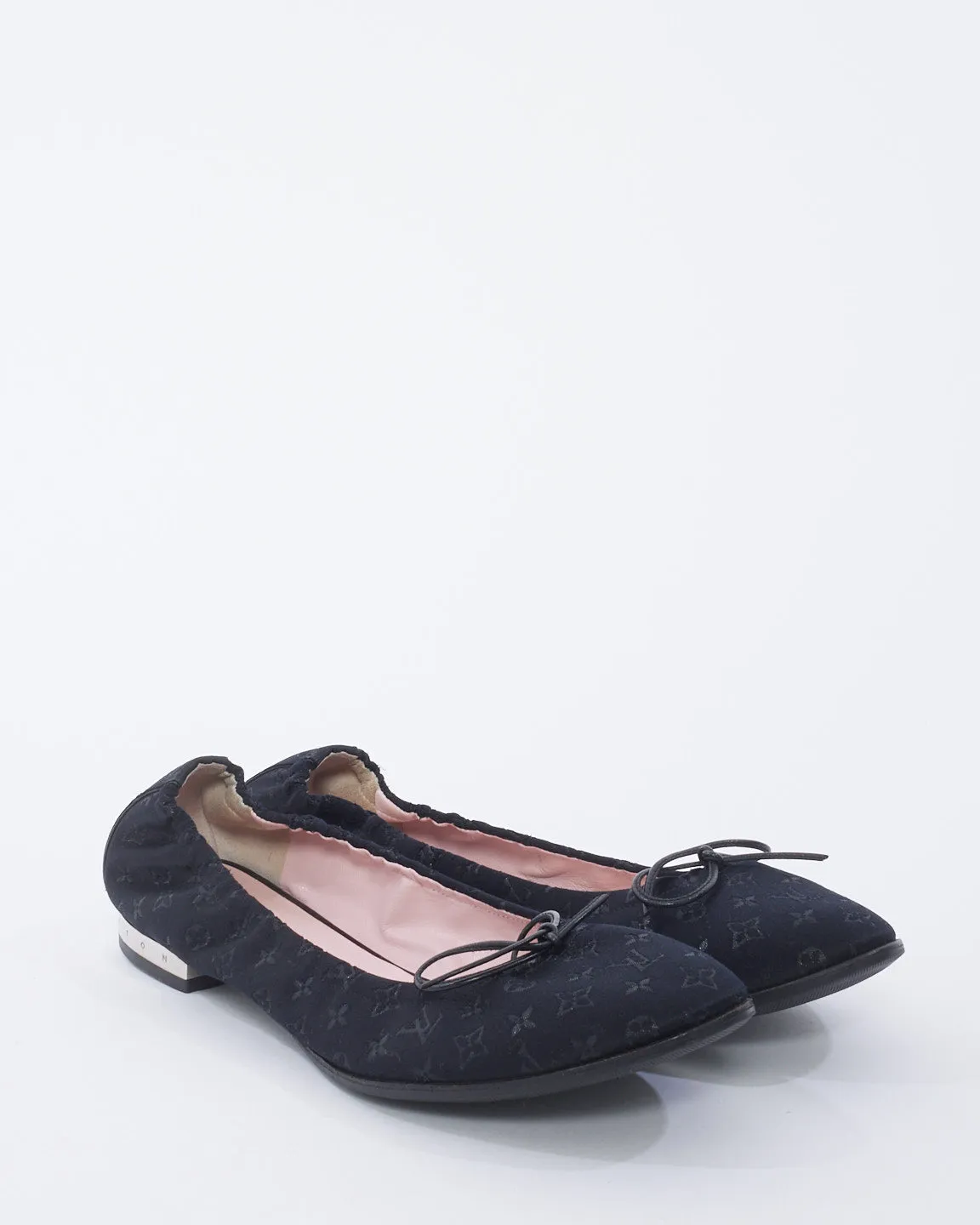Louis Vuitton Black Monogram Satin Ballet Flats 39.5