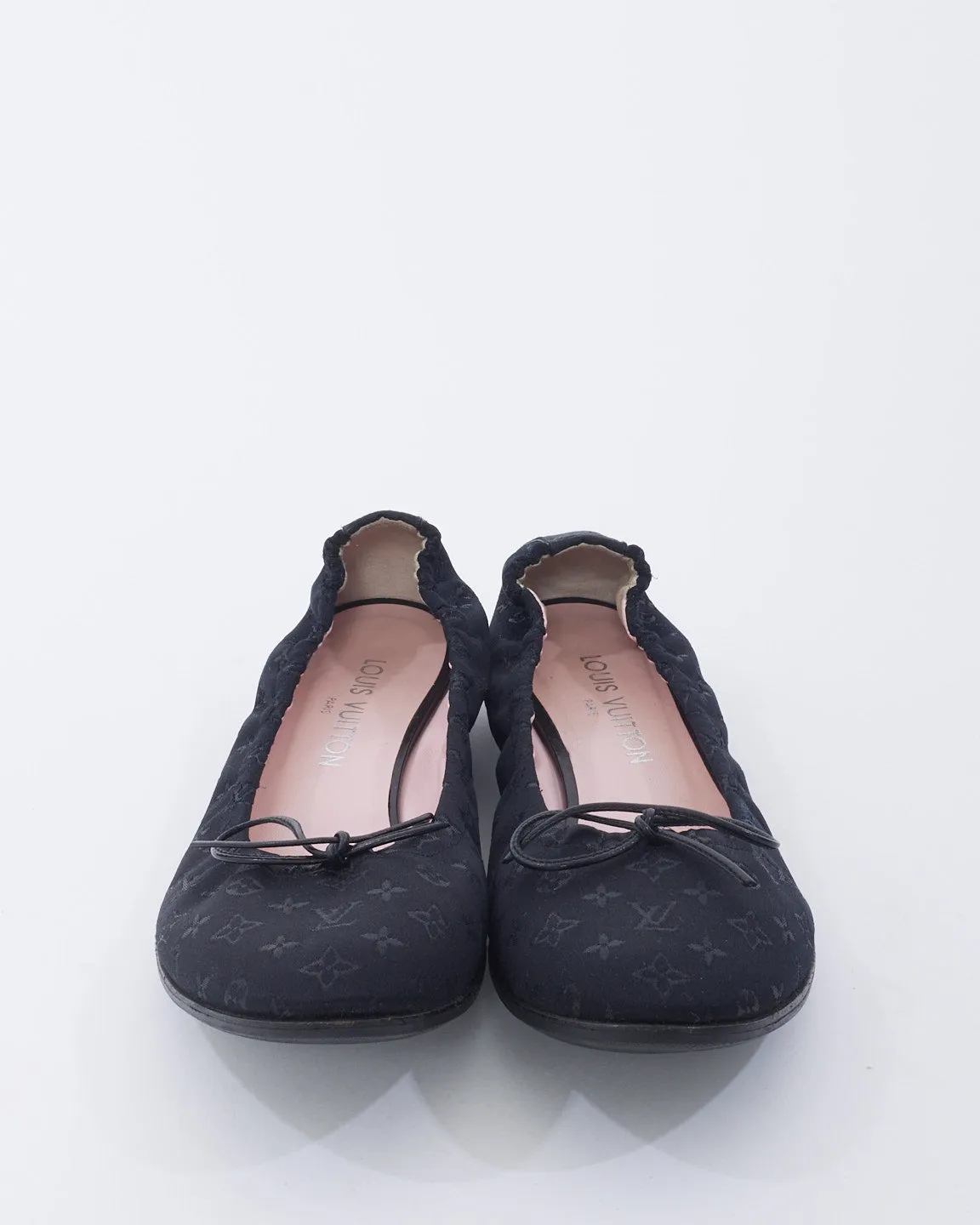 Louis Vuitton Black Monogram Satin Ballet Flats 39.5