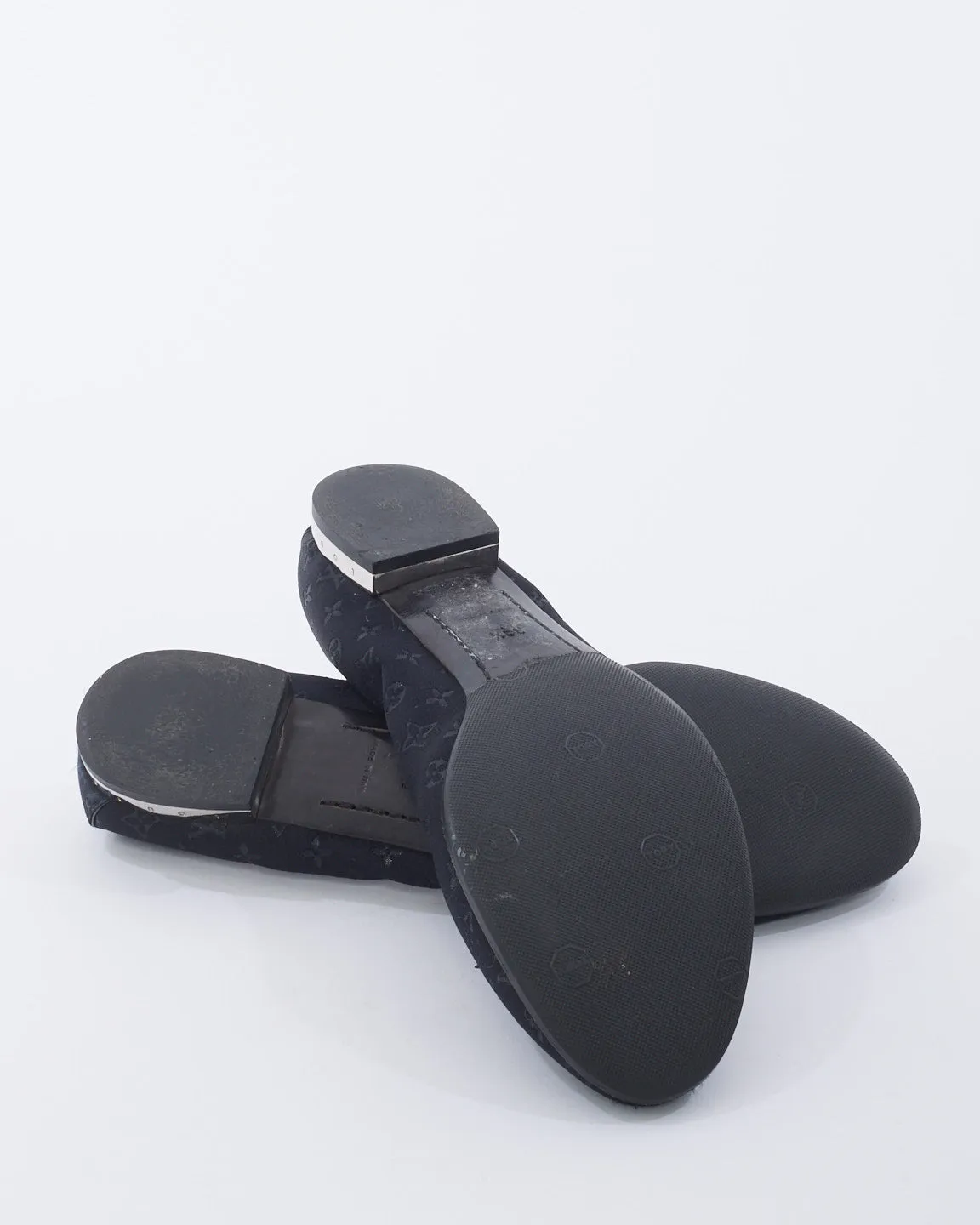 Louis Vuitton Black Monogram Satin Ballet Flats 39.5